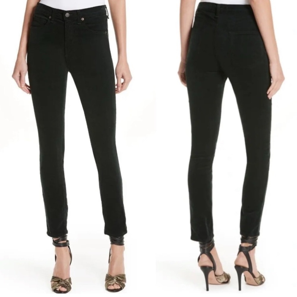 Veronica Beard 10" Kate Skinny Corduroy Pants Jeans in Dark Forest Green Size 25